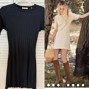 Doen Black Ribbed Mini Dress